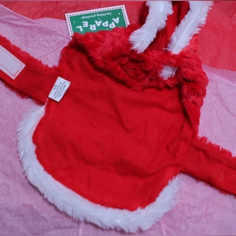 🅽🅴🆆 sparkly Santa Claus costume for teacup toy small dogs, XS
